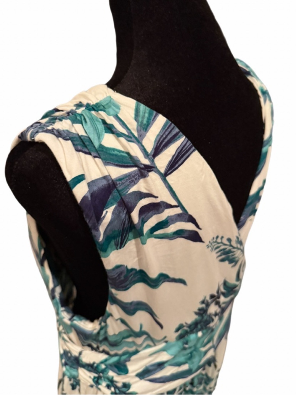 Soma XL Beyond Soft Long Summer Maxi Dress White with green tropical print💚 - Picture 4 of 7